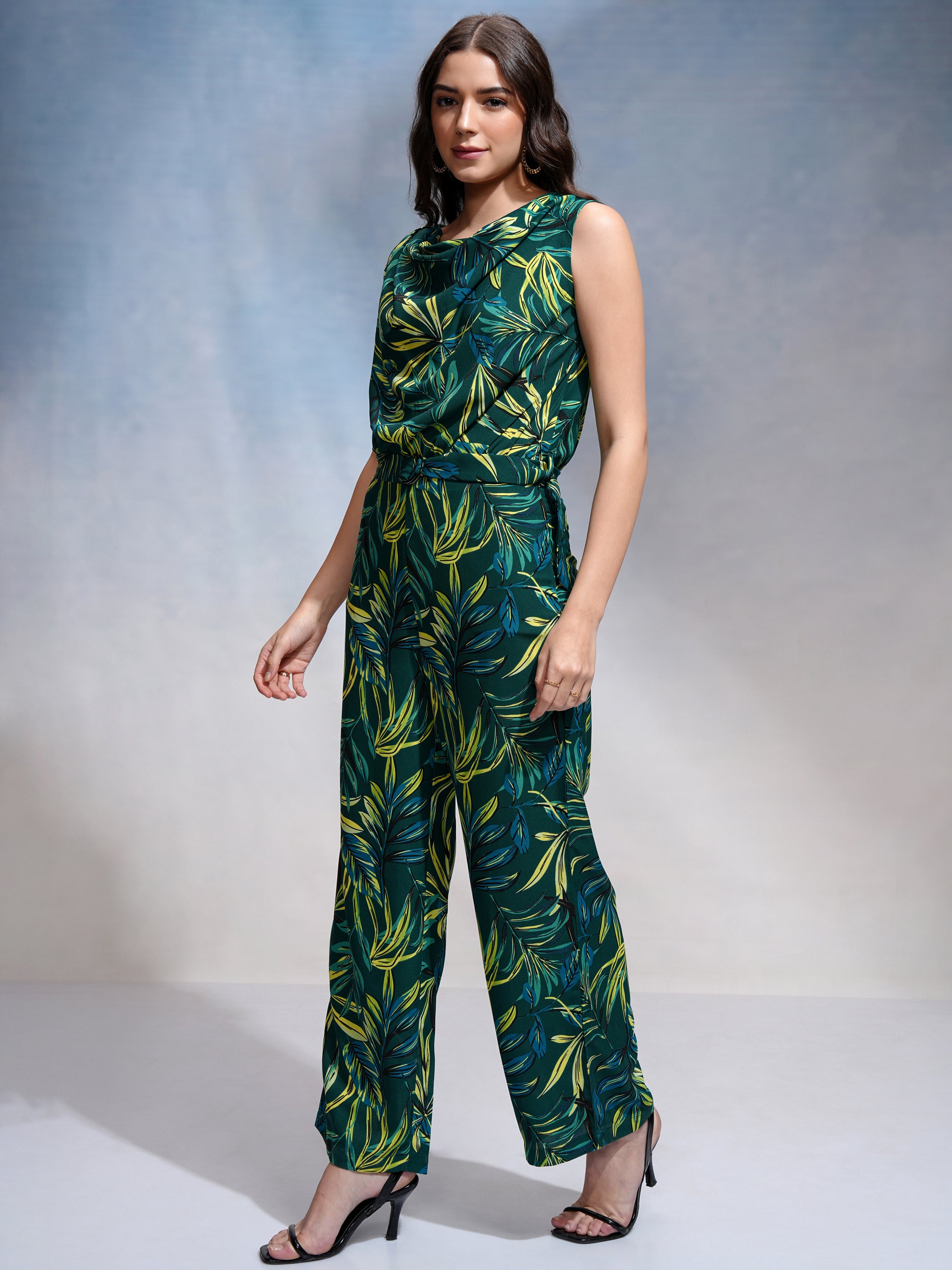 Tokyo Talkies Women Green Printed Jumpsuit - Green - Image 2