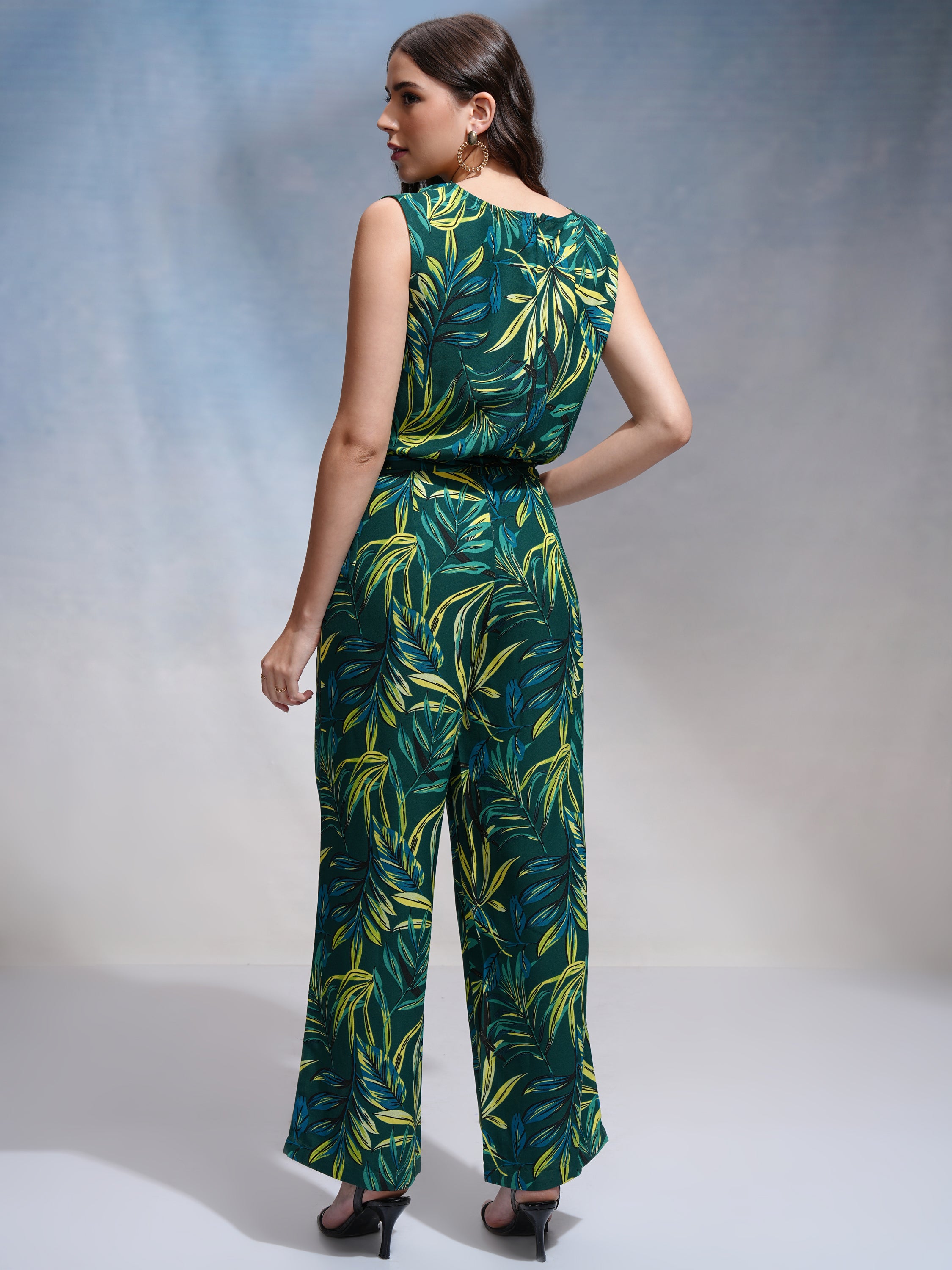 Tokyo Talkies Women Green Printed Jumpsuit - Green - Image 3