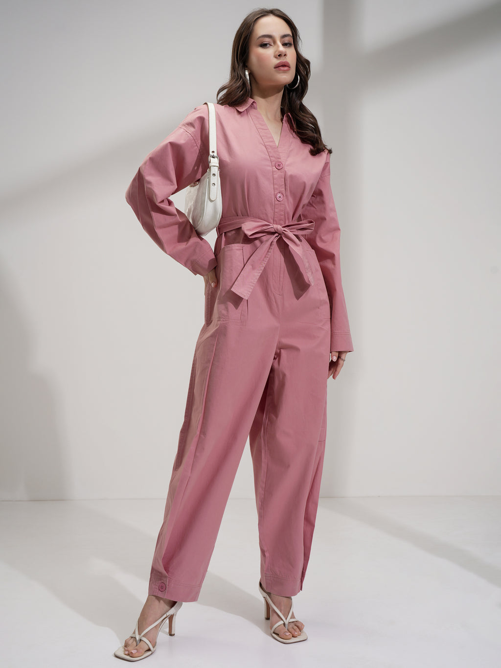 Tokyo Talkies Women Pink Solid Jumpsuit - Pink - Image 1