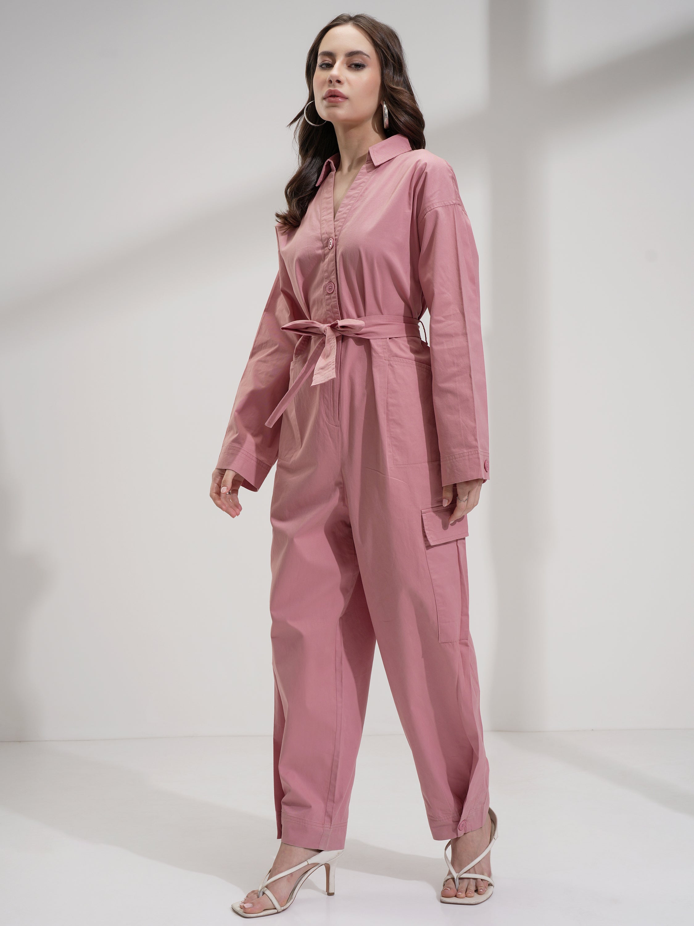 Tokyo Talkies Women Pink Solid Jumpsuit - Pink - Image 2