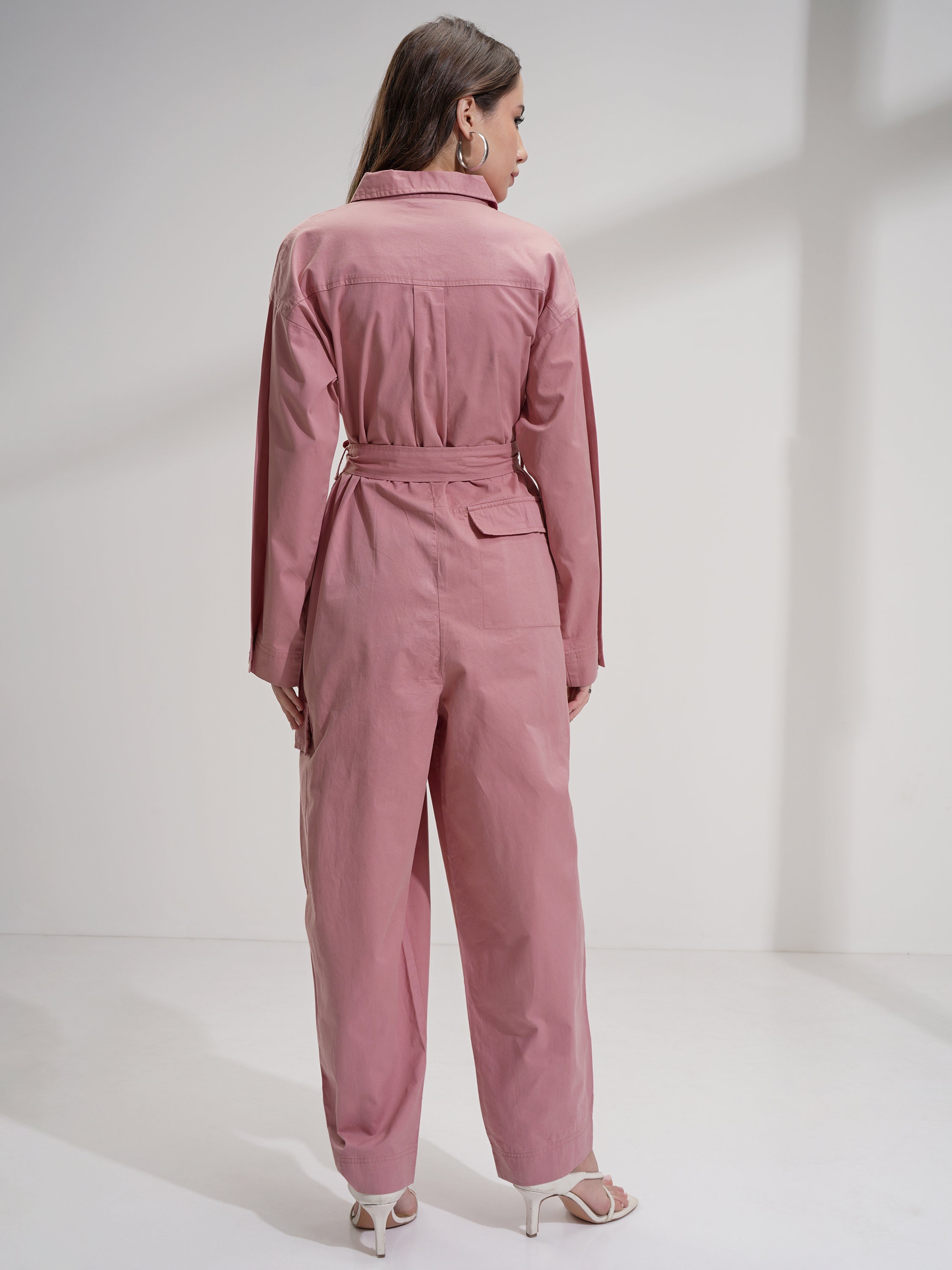 Tokyo Talkies Women Pink Solid Jumpsuit - Pink - Image 3
