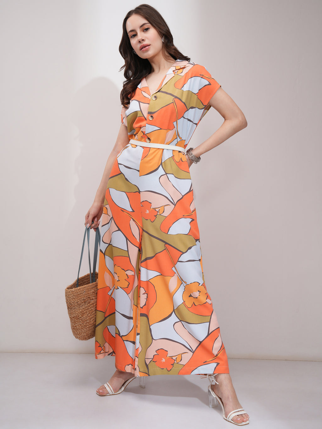 Tokyo Talkies Women Mustard Printed Jumpsuit - Mustard - Image 2