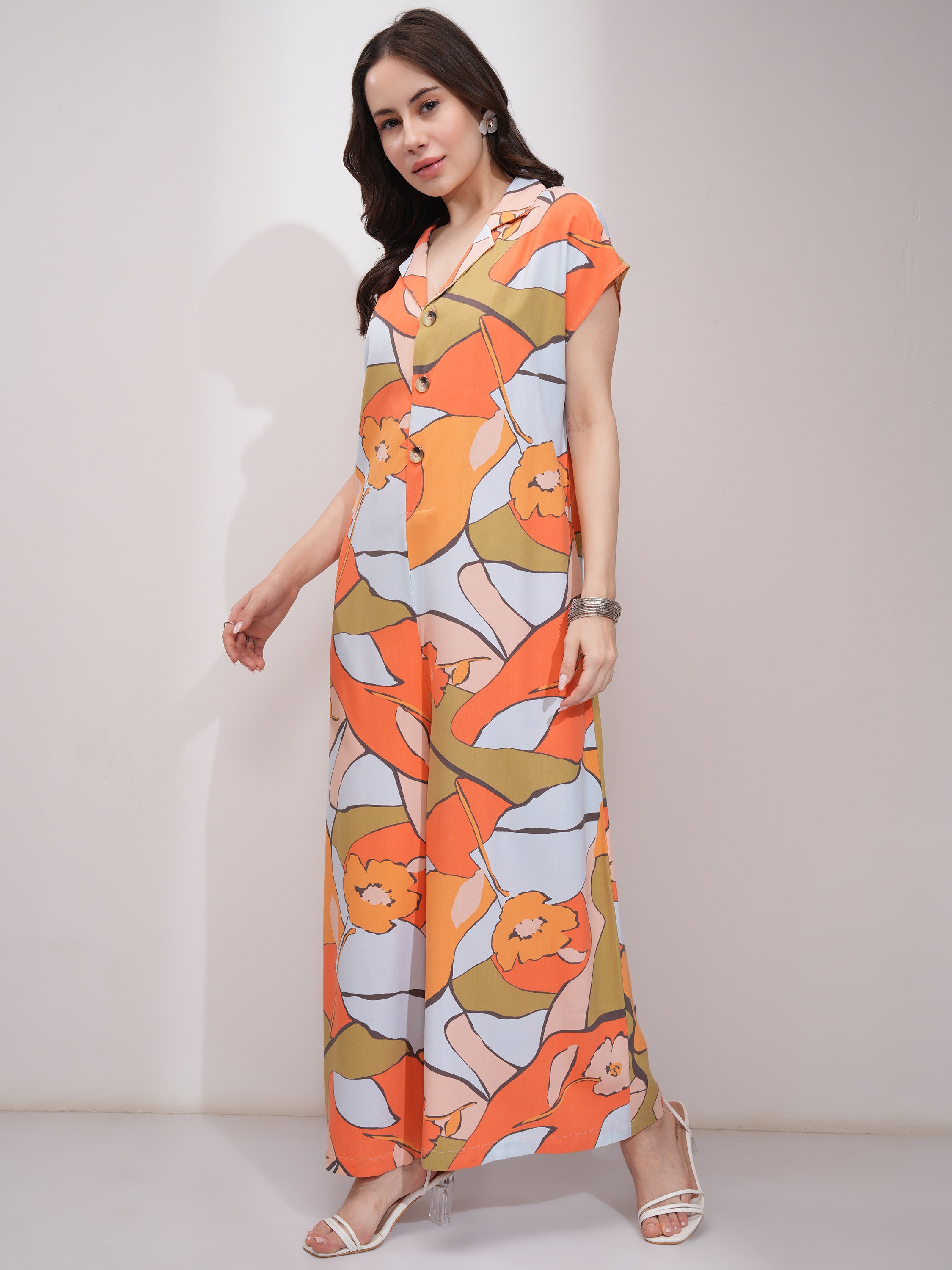 Tokyo Talkies Women Mustard Printed Jumpsuit - Mustard - Image 4