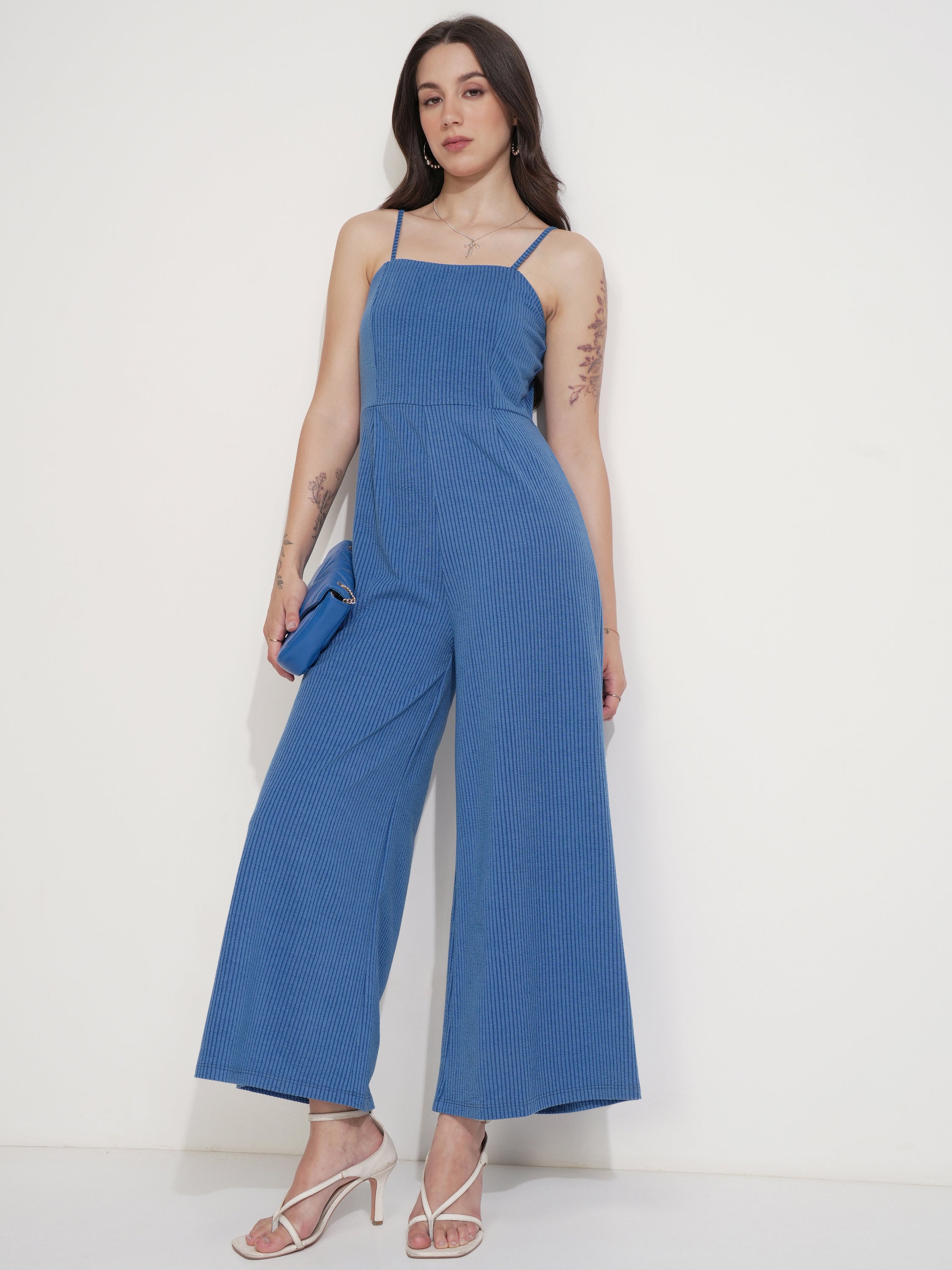 Tokyo Talkies Women Blue Solid Jumpsuit - Blue - Image 2