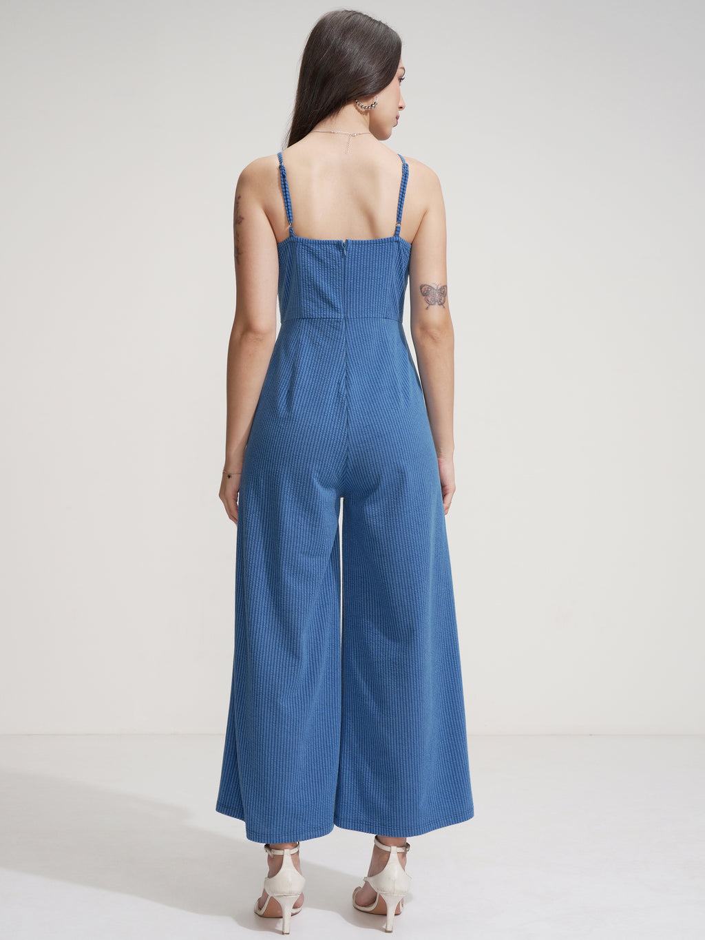 Tokyo Talkies Women Blue Solid Jumpsuit - Blue - Image 3