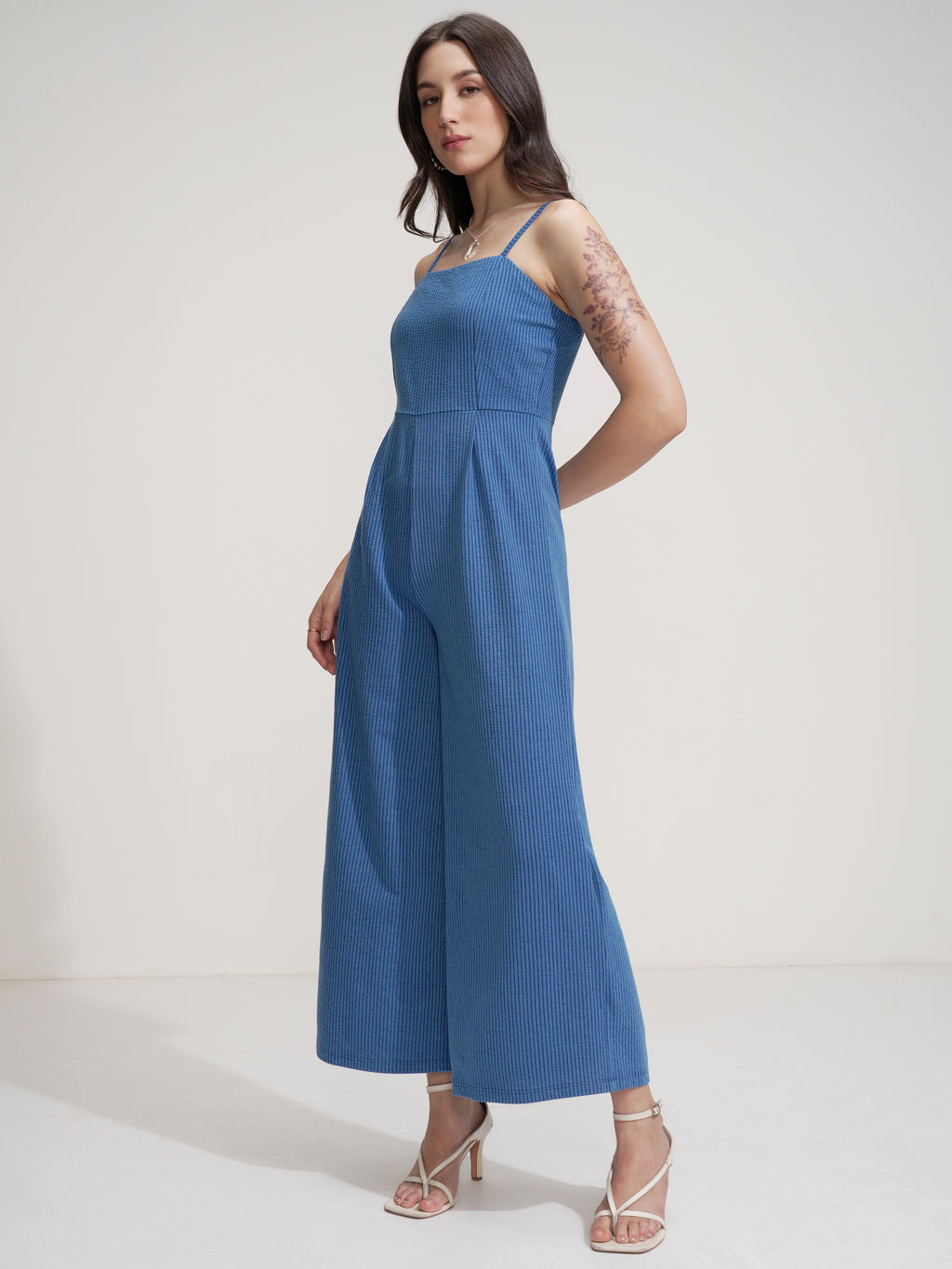 Tokyo Talkies Women Blue Solid Jumpsuit - Blue - Image 4