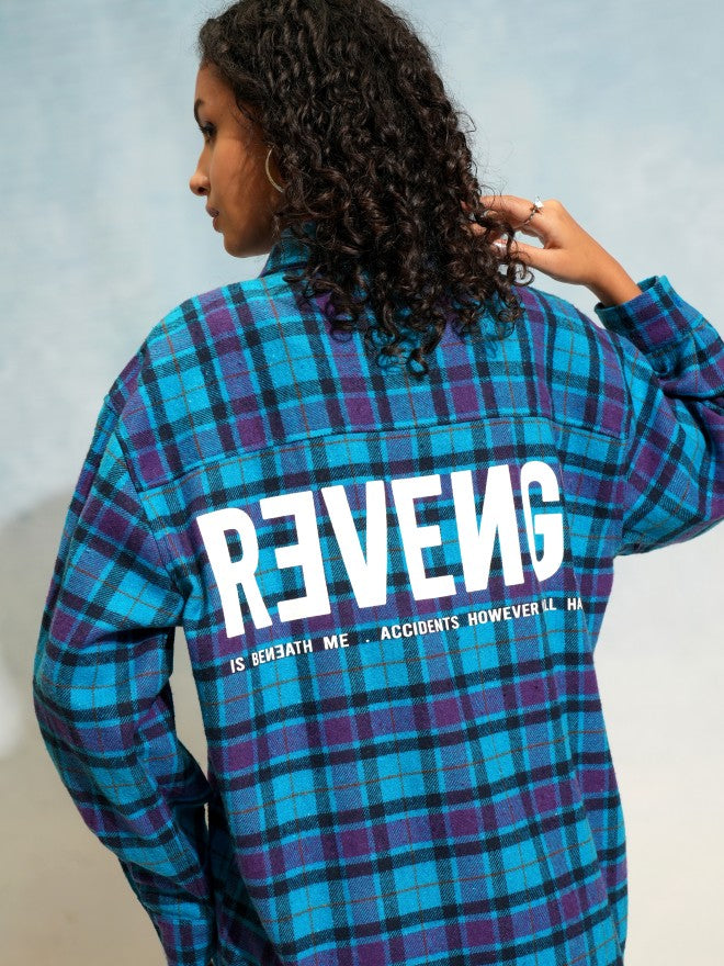 Tokyo Talkies Women Blue Checked Oversized Fit Casual Shirt - Blue - Image 1