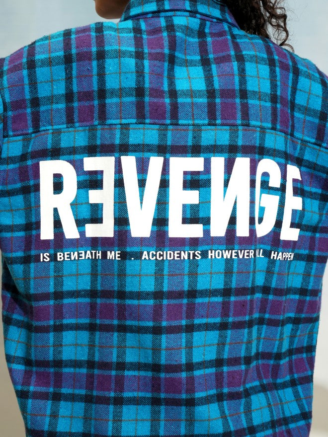 Tokyo Talkies Women Blue Checked Oversized Fit Casual Shirt - Blue - Image 5