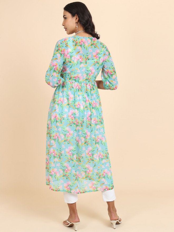 Tokyo Talkies Women Blue Printed Shrug - Blue - Image 3