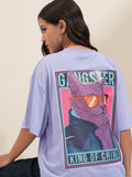 Tokyo Talkies Women Lavender Printed Round Neck Oversized Fit T-Shirt - Lavender - Image 1