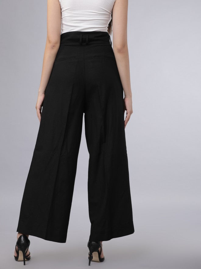 Black Casual Solid Regular Fit Trousers - Black - Image 4