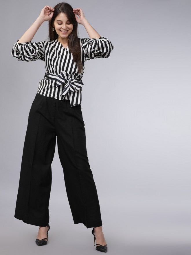 Black Casual Solid Regular Fit Trousers - Black - Image 1