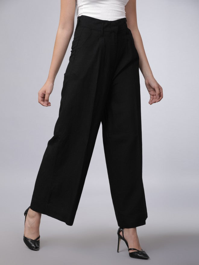 Black Casual Solid Regular Fit Trousers - Black - Image 6