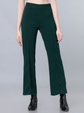 Green Casual Flared Trousers - Green - Image 1