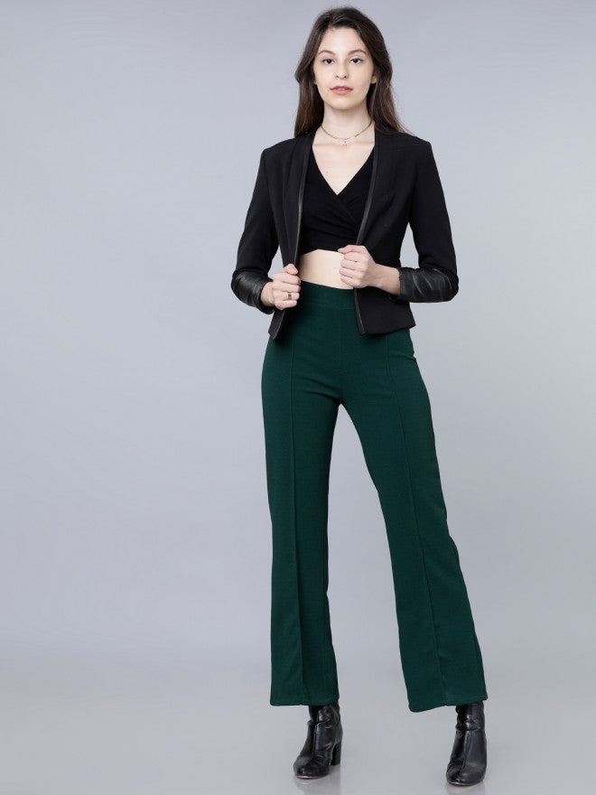Green Casual Flared Trousers - Green - Image 5