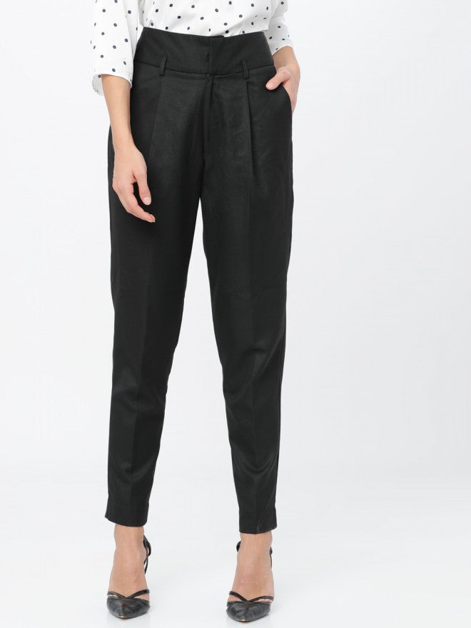 Tokyo Talkies Highwaist Slim Trouser - Black - Image 1