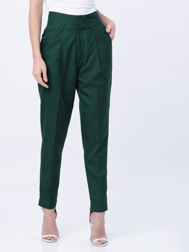 Tokyo Talkies Highwaist Slim Trouser - Green - Image 2