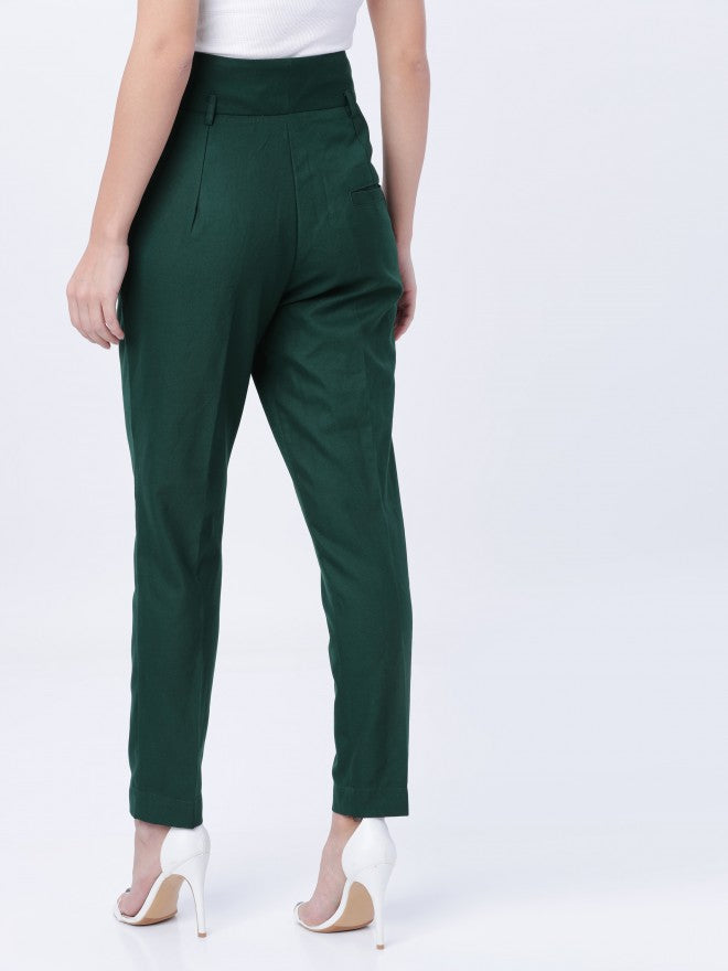 Tokyo Talkies Highwaist Slim Trouser - Green - Image 3