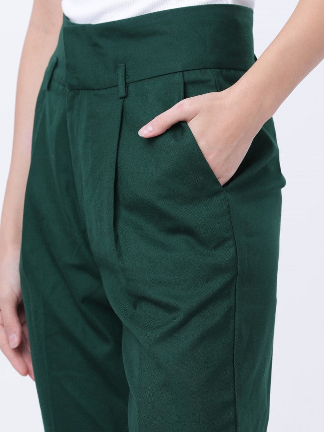 Tokyo Talkies Highwaist Slim Trouser - Green - Image 4