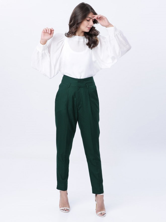 Tokyo Talkies Highwaist Slim Trouser - Green - Image 5
