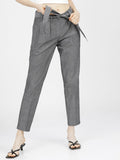 Tokyo Talkies Womens Black/White Pleated Tapered Fit Low Waist Trouser - Black - Image 1