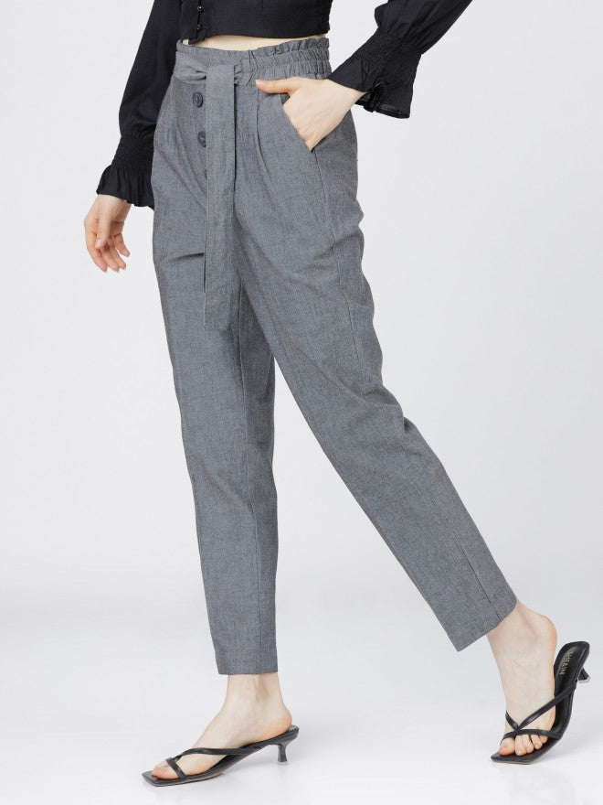 Tokyo Talkies Womens Grey Tapered Fit Trouser - Grey - Image 2