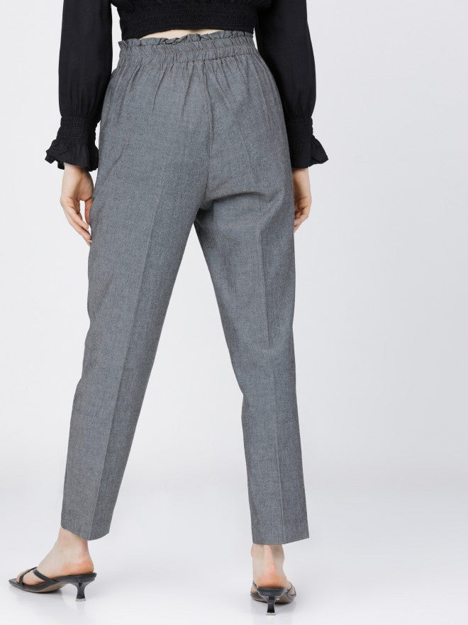 Tokyo Talkies Womens Grey Tapered Fit Trouser - Grey - Image 3