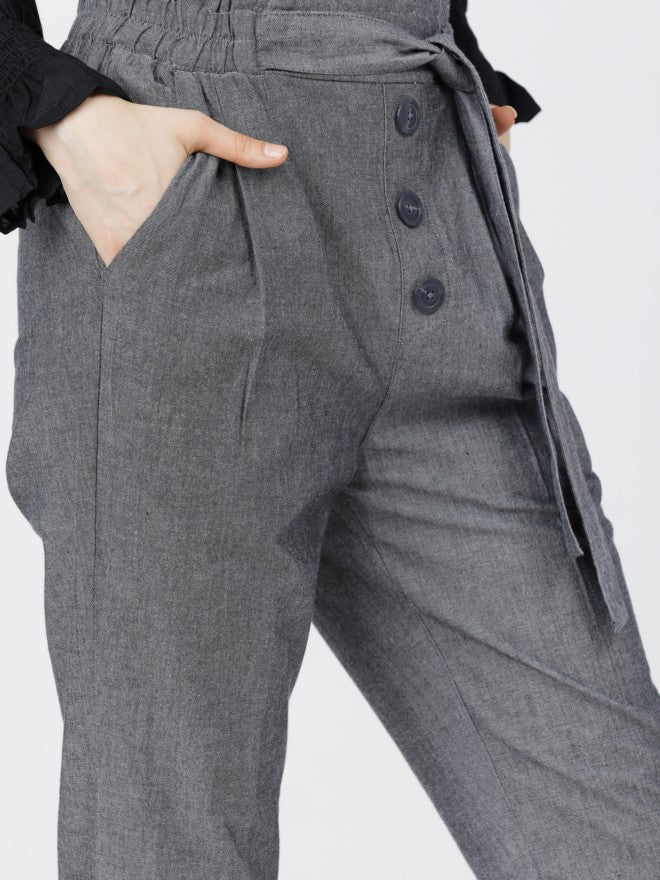 Tokyo Talkies Womens Grey Tapered Fit Trouser - Grey - Image 4