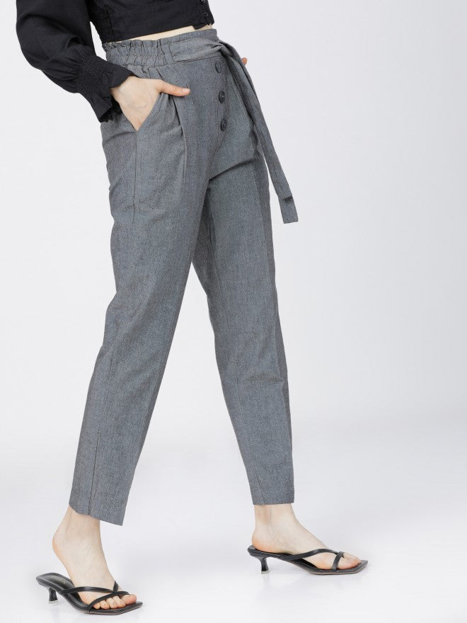 Tokyo Talkies Womens Grey Tapered Fit Trouser - Grey - Image 6