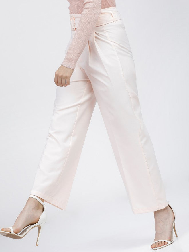 Tokyo Talkies Womens Pink Wide Leg High Waist Trousers - Pink - Image 1