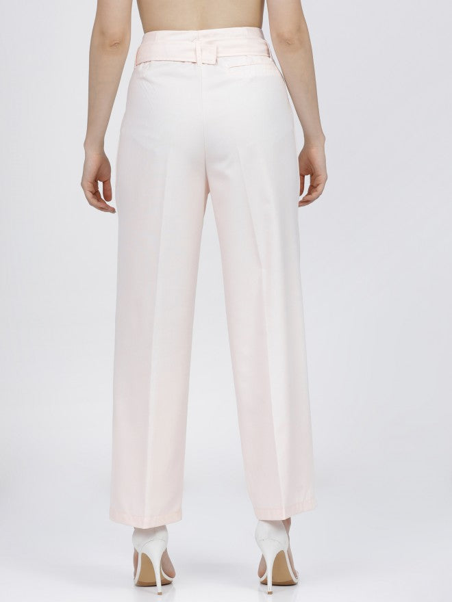 Tokyo Talkies Womens Pink Wide Leg High Waist Trousers - Pink - Image 3