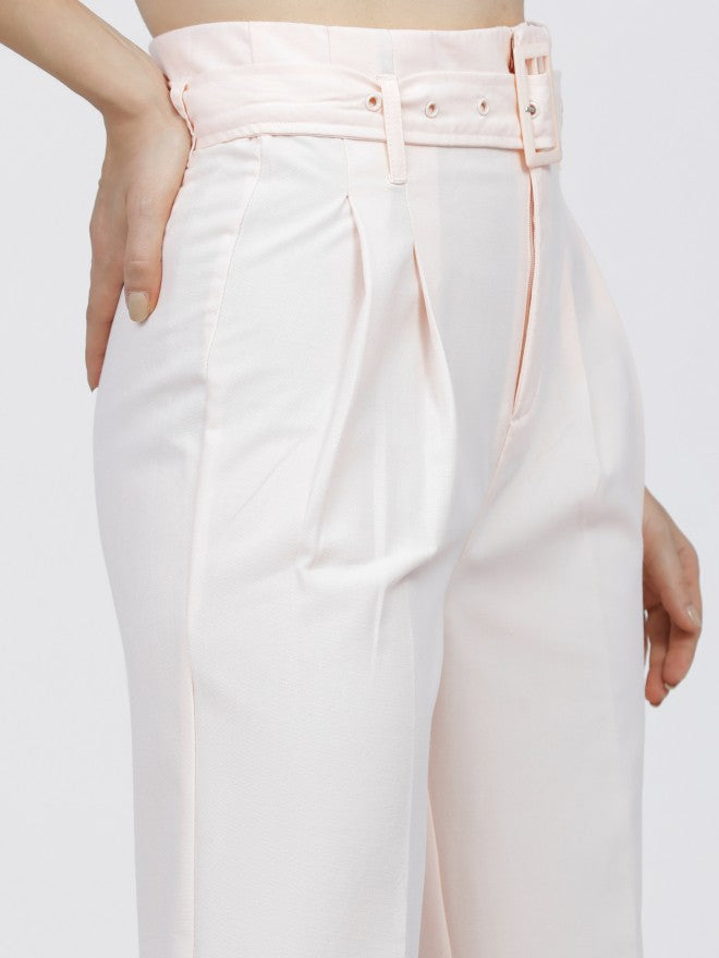 Tokyo Talkies Womens Pink Wide Leg High Waist Trousers - Pink - Image 4