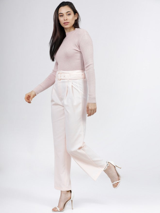 Tokyo Talkies Womens Pink Wide Leg High Waist Trousers - Pink - Image 5