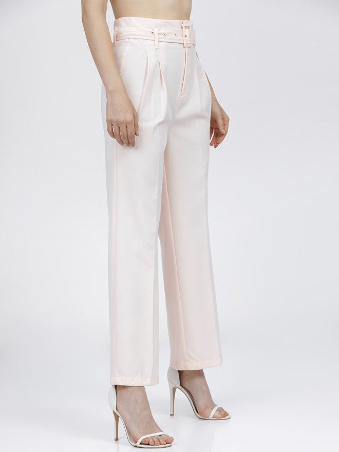 Tokyo Talkies Womens Pink Wide Leg High Waist Trousers - Pink - Image 6