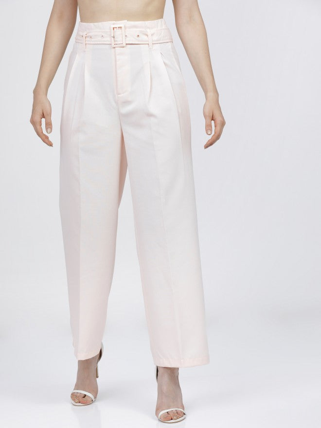 Tokyo Talkies Womens Pink Wide Leg High Waist Trousers - Pink - Image 7