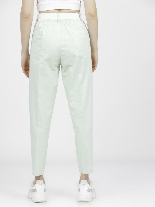 Tokyo Talkies Womens Green Straight Fit Trouser - Green - Image 3