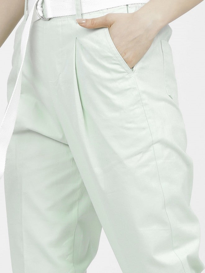 Tokyo Talkies Womens Green Straight Fit Trouser - Green - Image 4