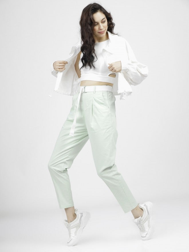 Tokyo Talkies Womens Green Straight Fit Trouser - Green - Image 5