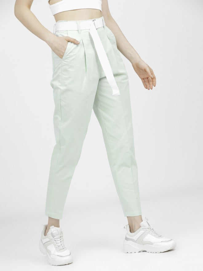 Tokyo Talkies Womens Green Straight Fit Trouser - Green - Image 6