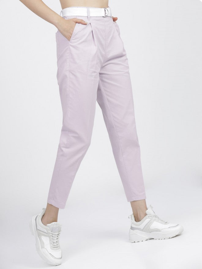 Tokyo Talkies Womens Purple Straight Fit Trouser - Purple - Image 1