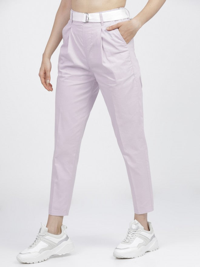 Tokyo Talkies Womens Purple Straight Fit Trouser - Purple - Image 2