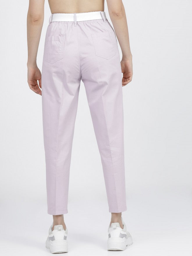 Tokyo Talkies Womens Purple Straight Fit Trouser - Purple - Image 3