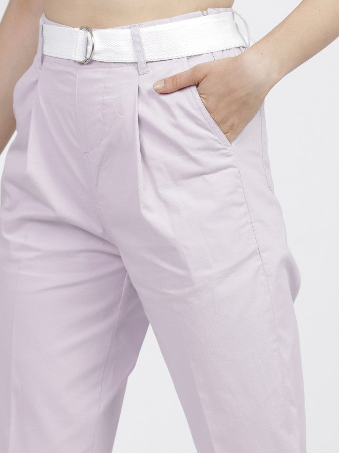 Tokyo Talkies Womens Purple Straight Fit Trouser - Purple - Image 4
