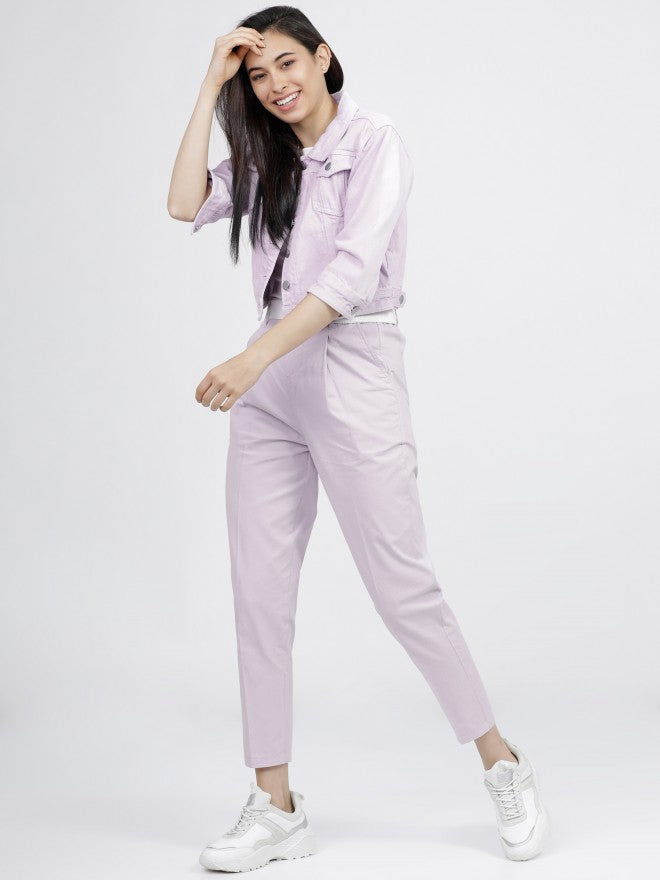 Tokyo Talkies Womens Purple Straight Fit Trouser - Purple - Image 5