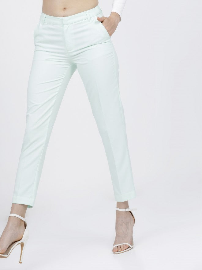 Tokyo Talkies Womens Mint Ankle Length Mid waist Trousers - Green - Image 1