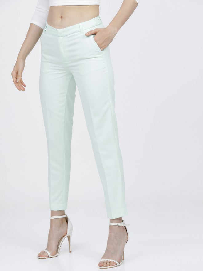 Tokyo Talkies Womens Mint Ankle Length Mid waist Trousers - Green - Image 2