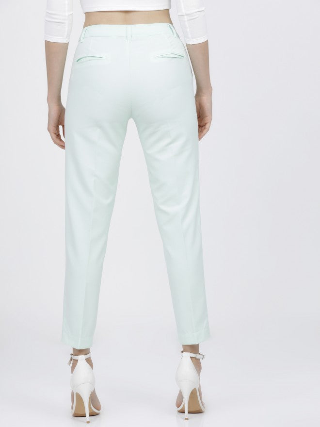 Tokyo Talkies Womens Mint Ankle Length Mid waist Trousers - Green - Image 3