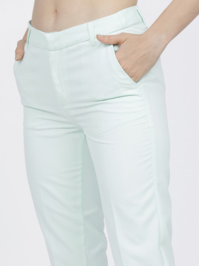 Tokyo Talkies Womens Mint Ankle Length Mid waist Trousers - Green - Image 4