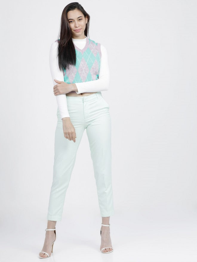 Tokyo Talkies Womens Mint Ankle Length Mid waist Trousers - Green - Image 5
