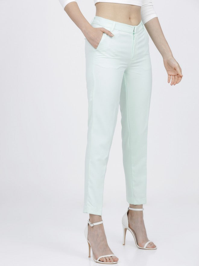 Tokyo Talkies Womens Mint Ankle Length Mid waist Trousers - Green - Image 6